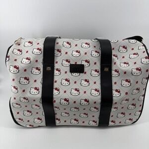 Brand New Hello Kitty Bioworld Rolling Duffle Bag White Strawberry Sanrio NWT